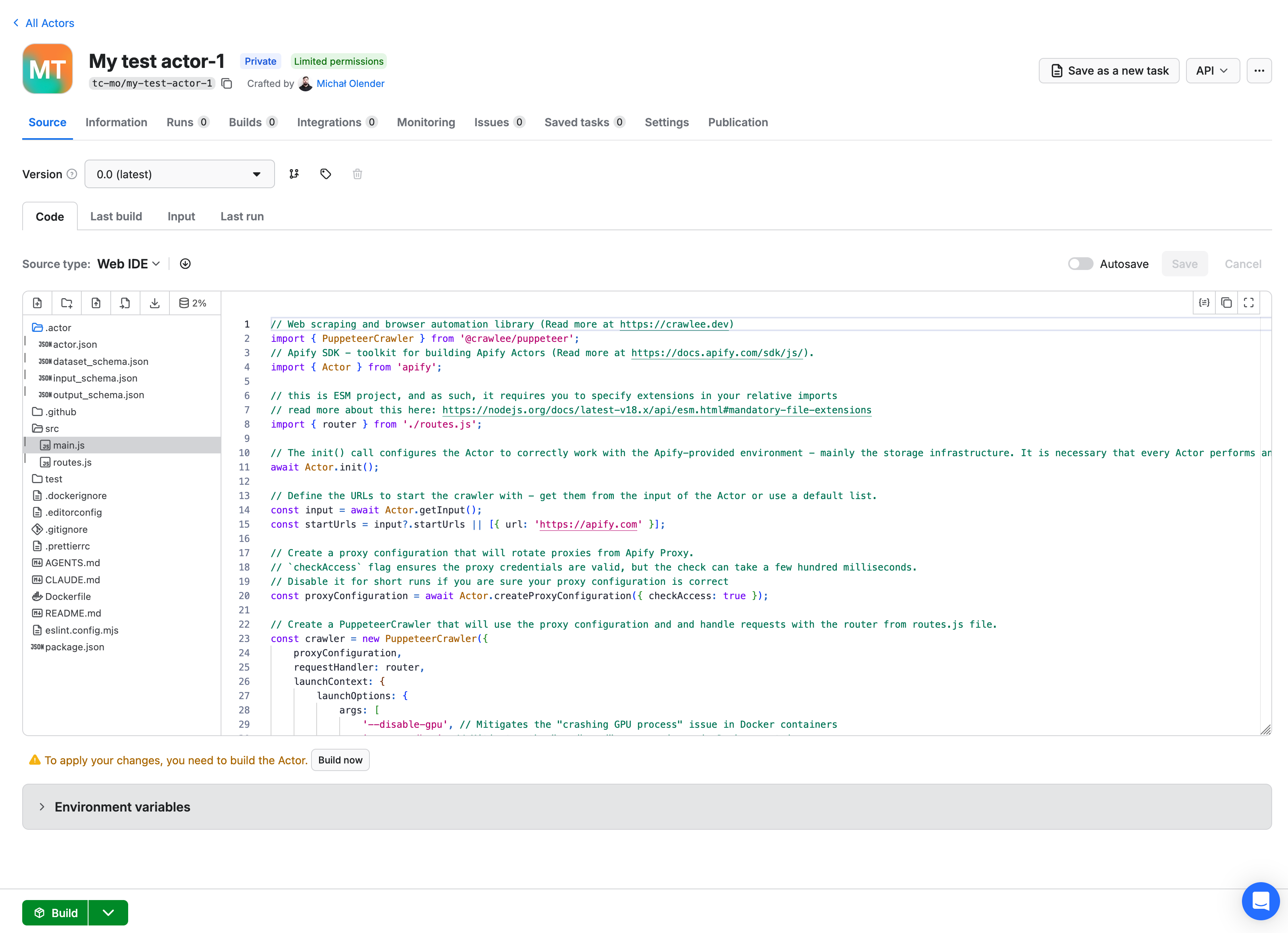 Actor source code